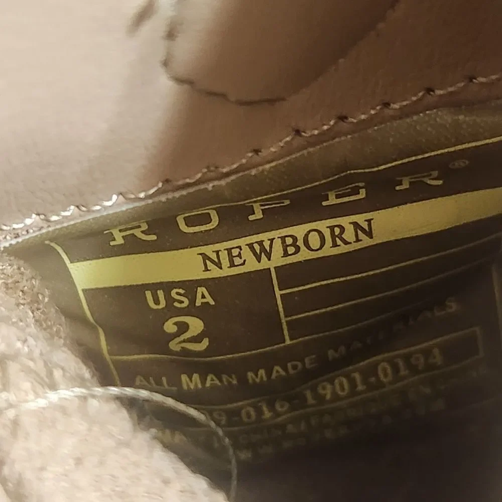 Roper Newborn Size 2 Soft Cowboy Boots Brown Yellow Paisley Side Zip Shoes